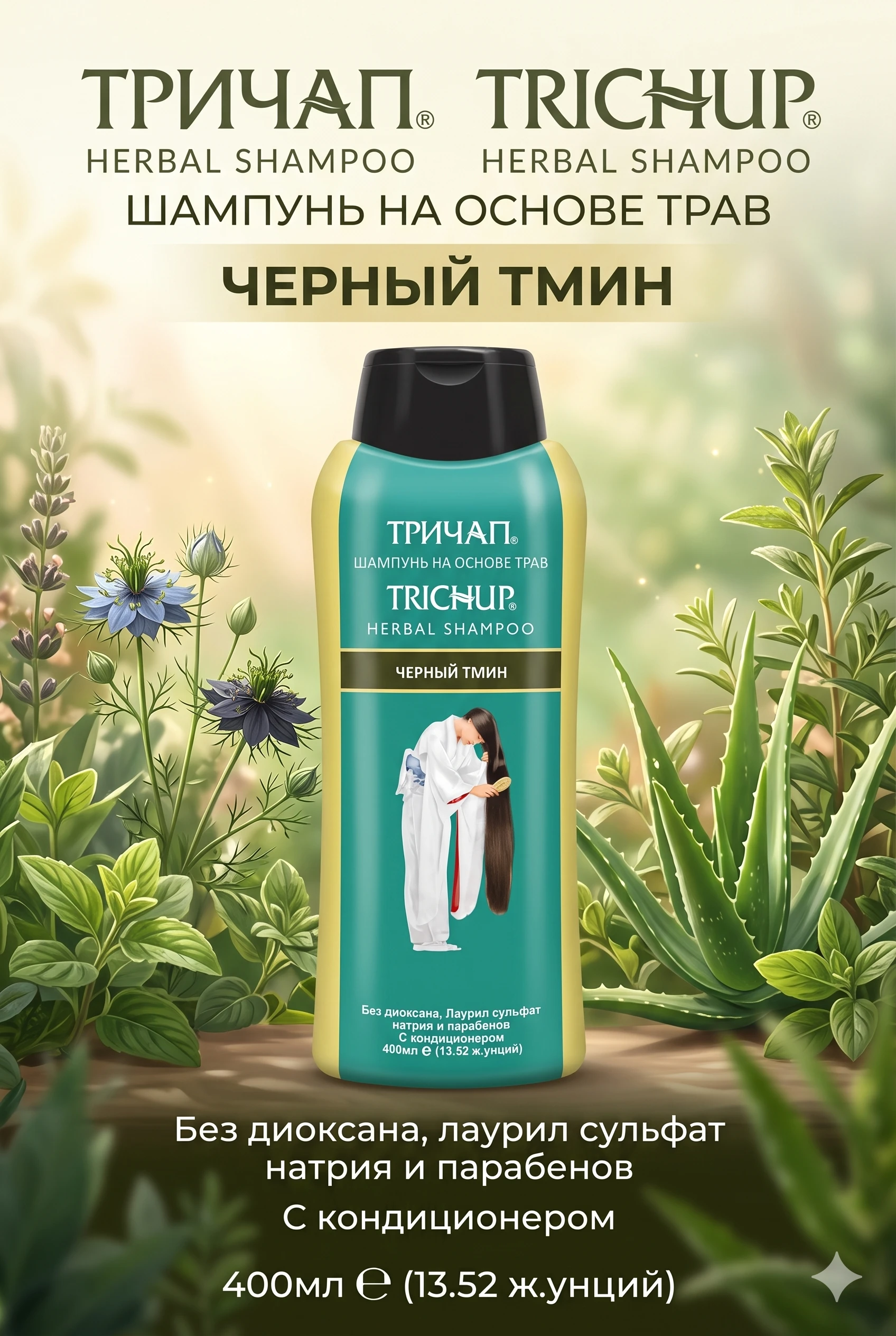 Травяной шампунь Trichup (Черный тмин), 400 мл