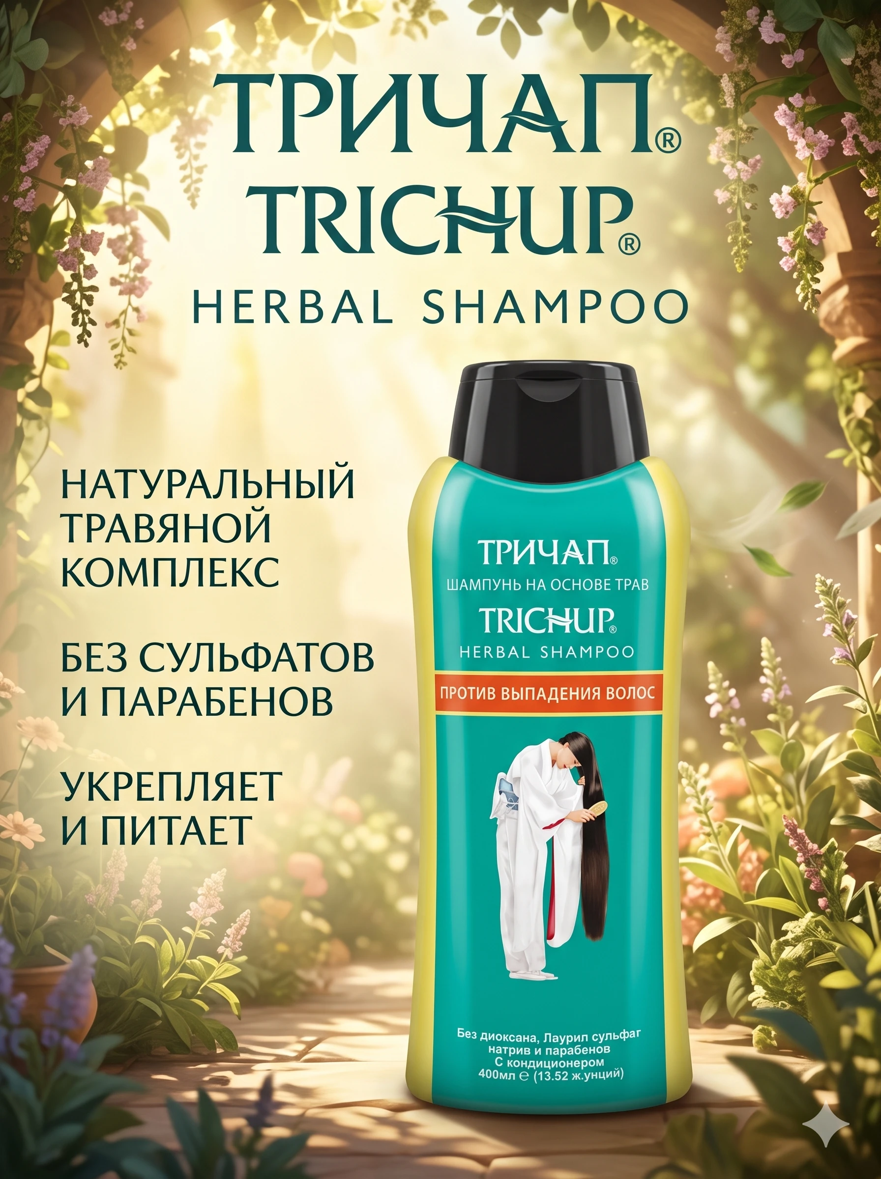 Травяной шампунь Trichup (Против выпадения волос), 400 мл