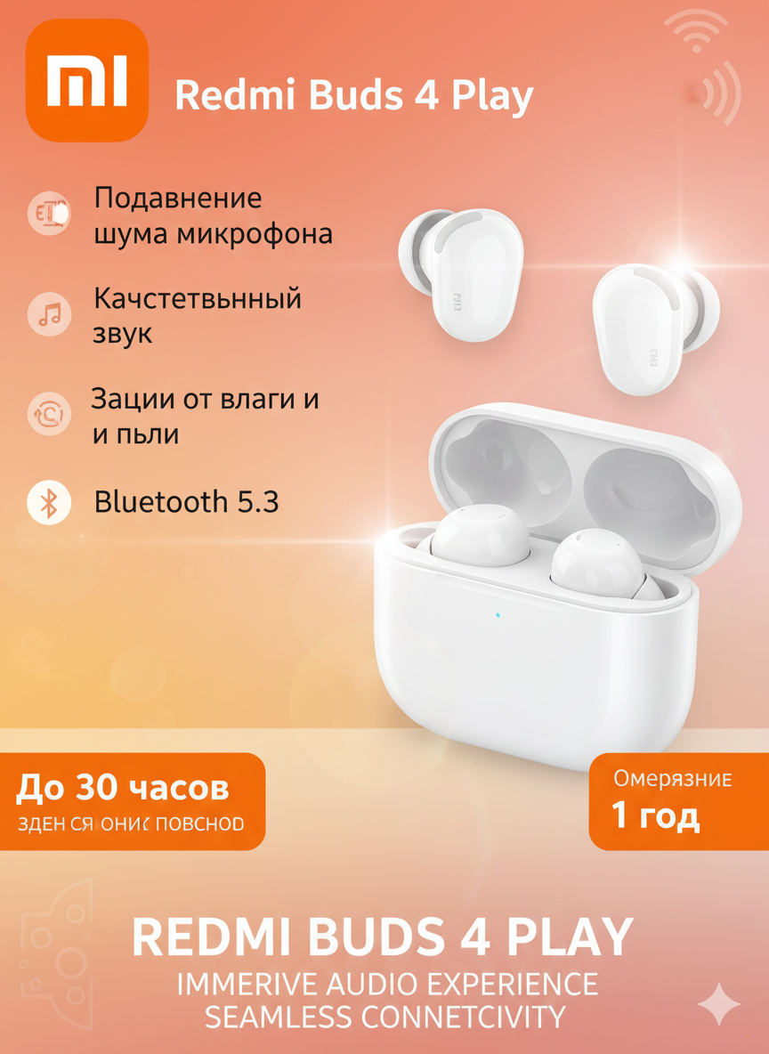 Наушники беспроводные Redmi Buds 6 Play - белые