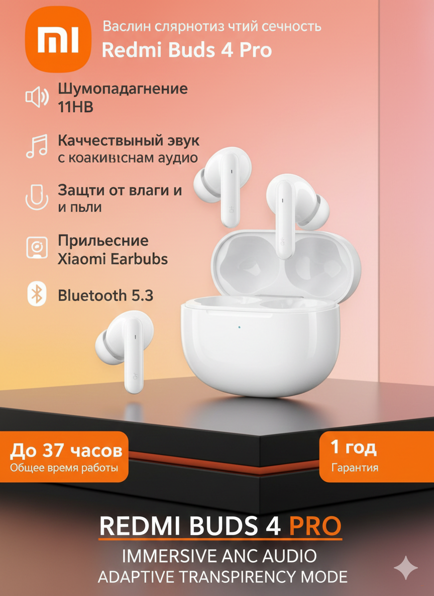 Наушники беспроводные с микрофоном, Bluetooth, USB Type-C, белый