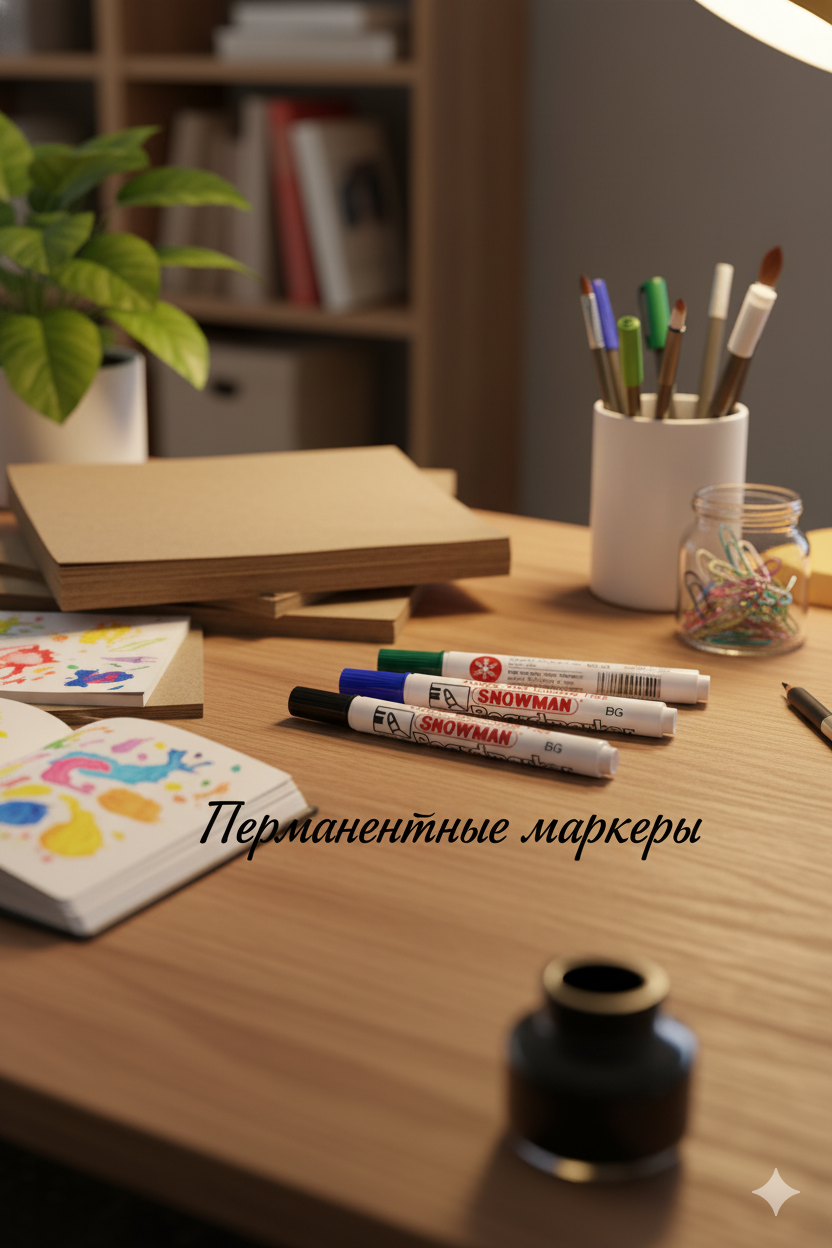 Маркер Snowman Permanent, синий, упаковка