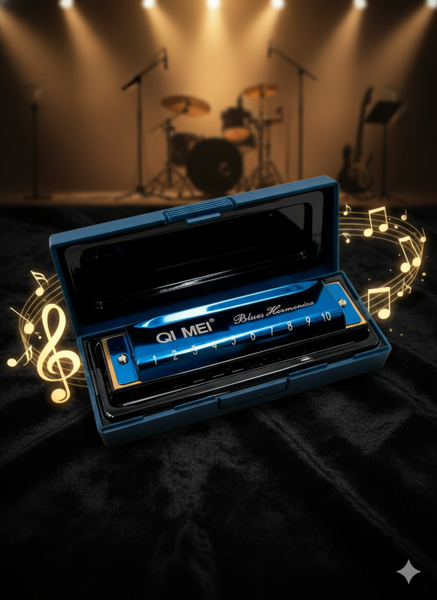 Губная гармоника QI MEI 1020, 10-отверстий Синяя