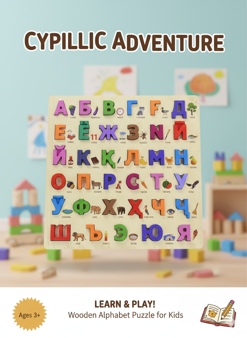 Деревянный пазл «Таджикский алфавит»