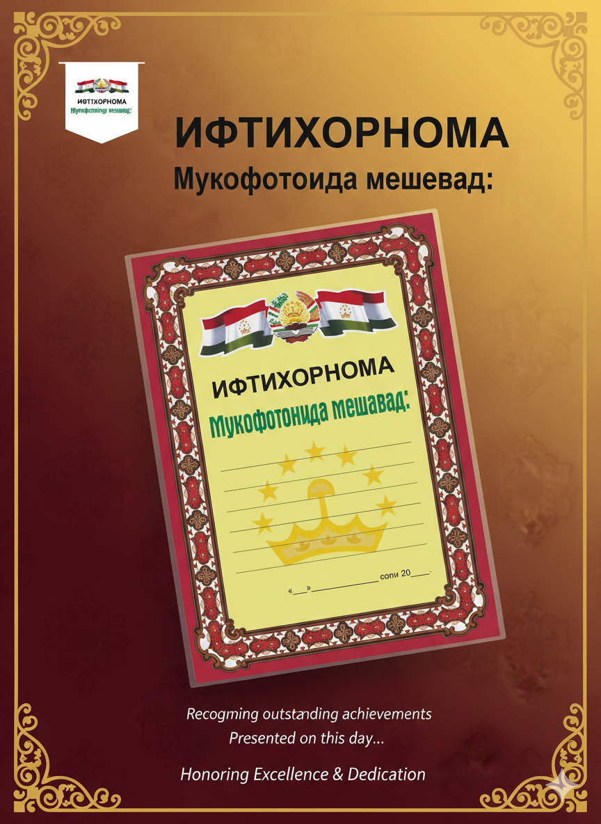 Бланк «Ифтихорнома» (Почетная грамота)