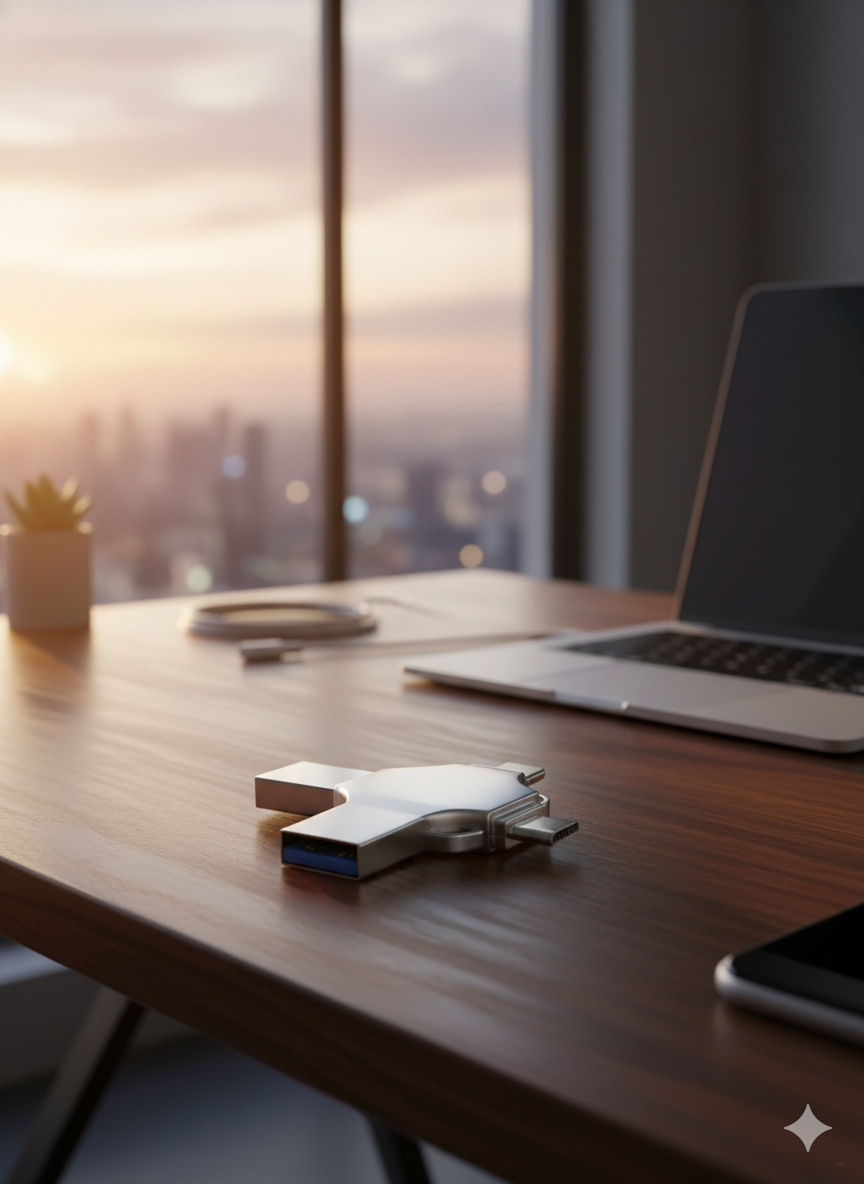 Универсальная флешка Green Lion 4-In-1 USB, 256 ГБ, Silver