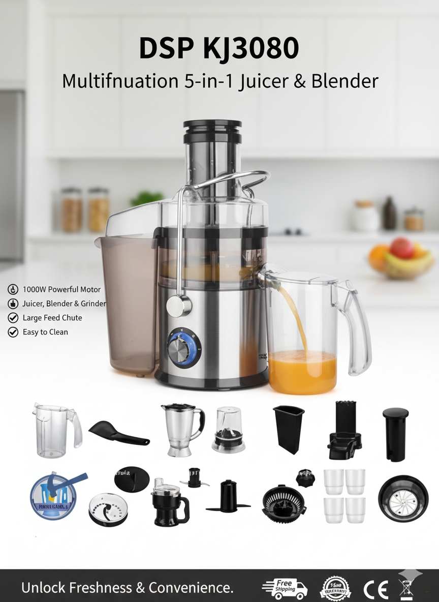 Соковыжималка-блендер 21в1 DSP KJ3080, стальной