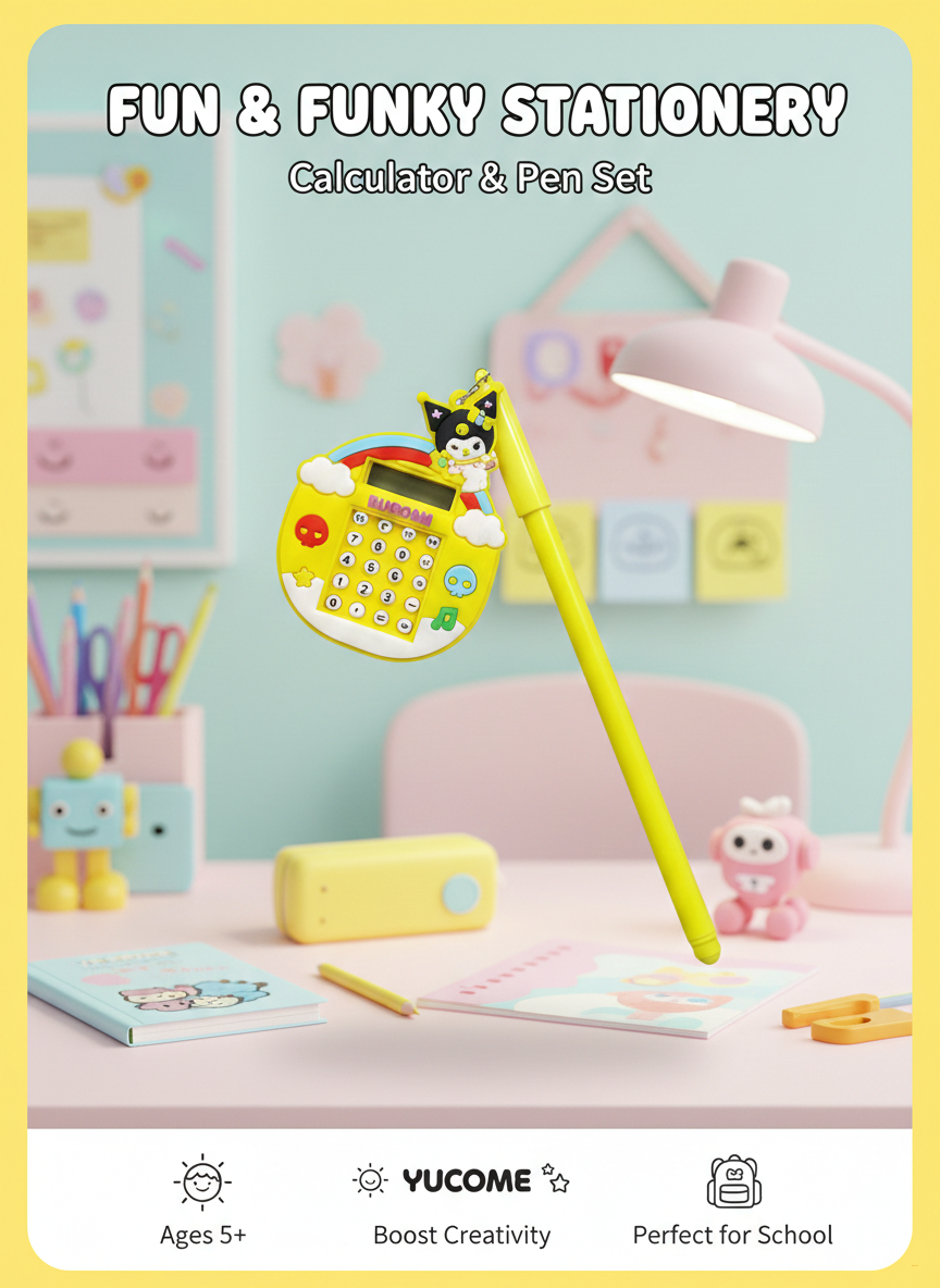 Детский набор 2-в-1: ручка и калькулятор-брелок «Kuromi»