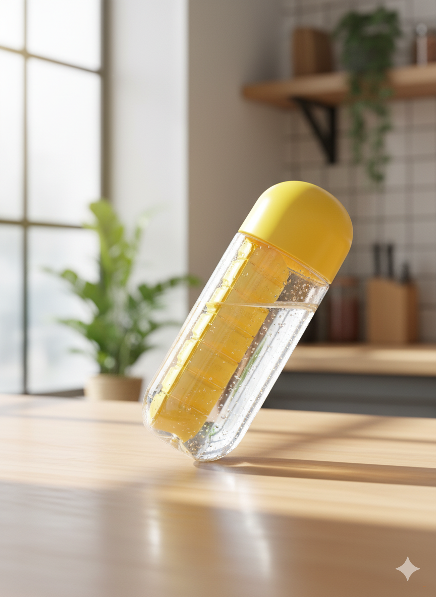 Бутылка для воды с таблетницей Pill Vitamin Water Bottle