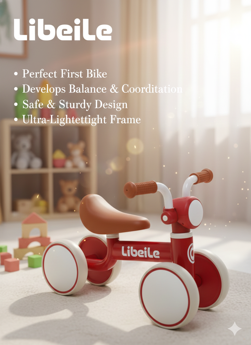 Балансировочный четырехколесный беговел, для детей, от 1 до 3 лет