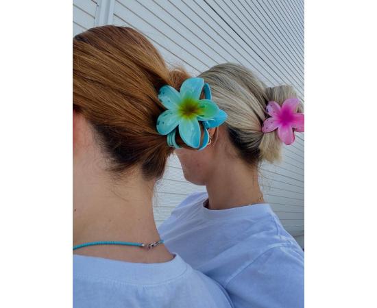 Заколка - цветок в Гавайском стиле, Летняя заколка - краб для волос, цветочек 8 см