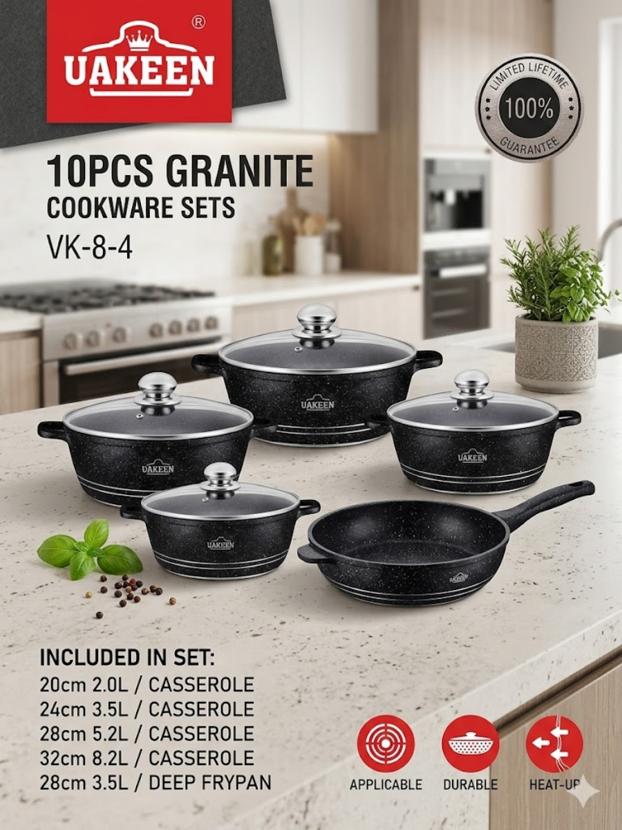 Набор гранитной посуды UAKEEN VK-8-4 (10 предметов)