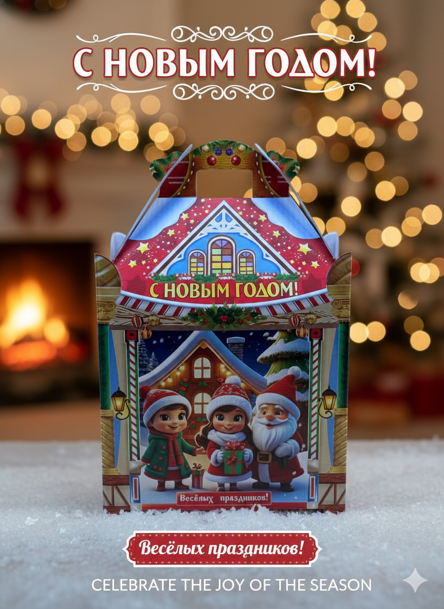 Новогодняя подарочная коробка «Домик»