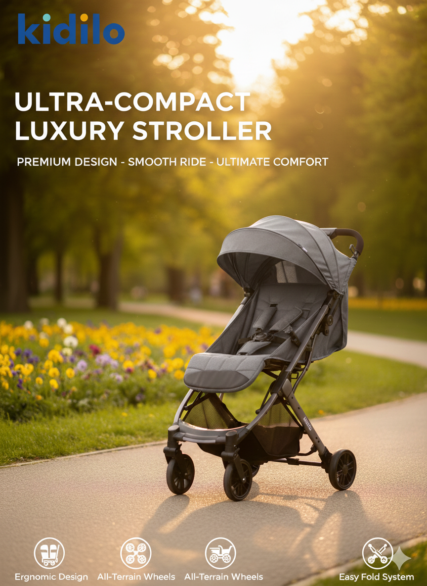 Детская прогулочная коляска Kidilo K9, cерый