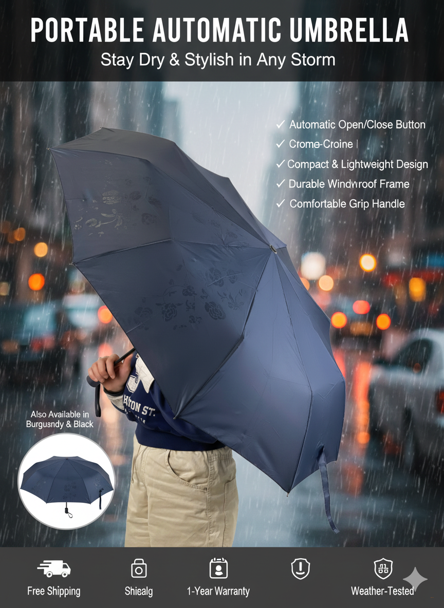 Зонт афтомат  для женщин, от дождя, на 4 сезона