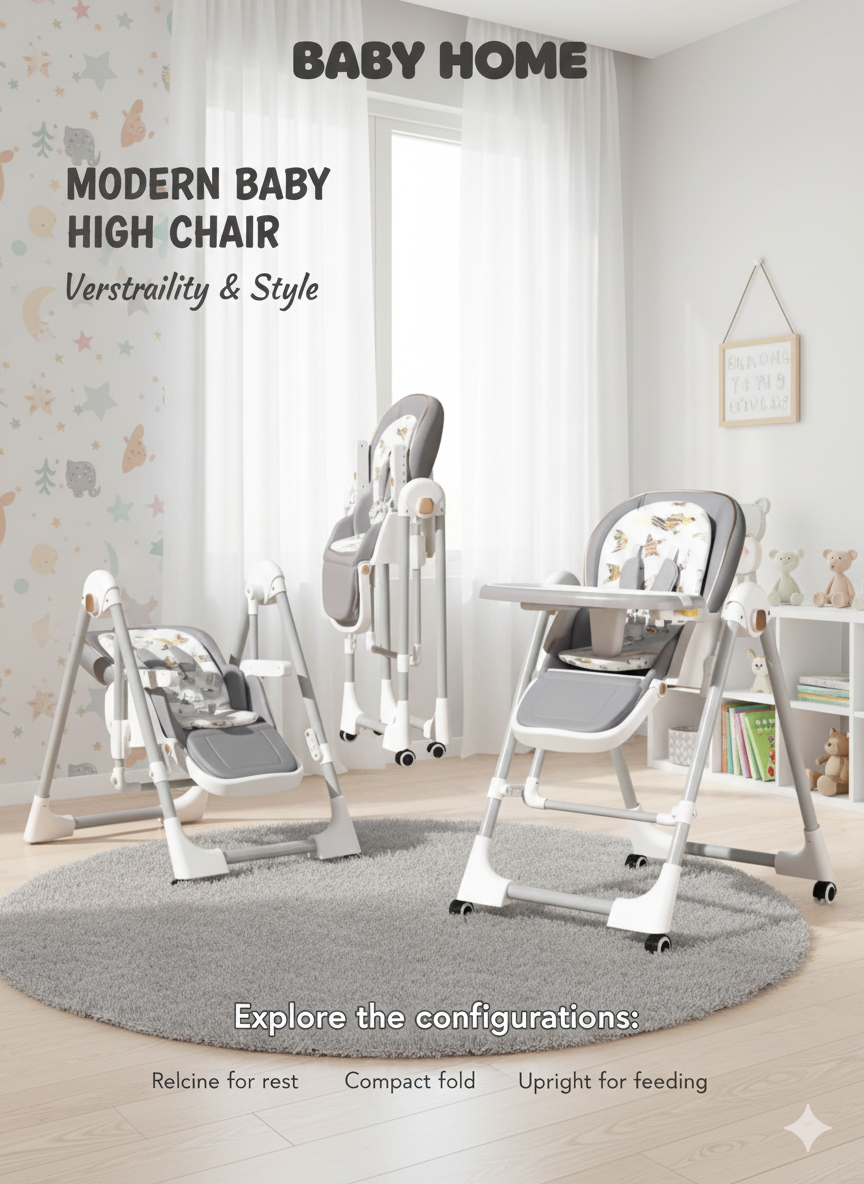 Детский стульчик для кормления 3 в 1 (складной)