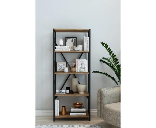 Металлическая мебель Denk Книжный шкаф из орехового дерева с 5 полками 150 см