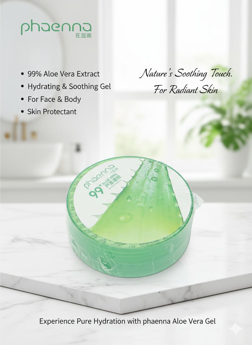 Гель-крем для тела Phaenna, увлажняющий, восстанавливающий, с алоэ вера