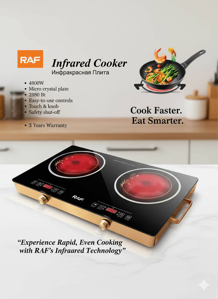 Плита инфракрасная RAF R.8088 с двумя конфорками