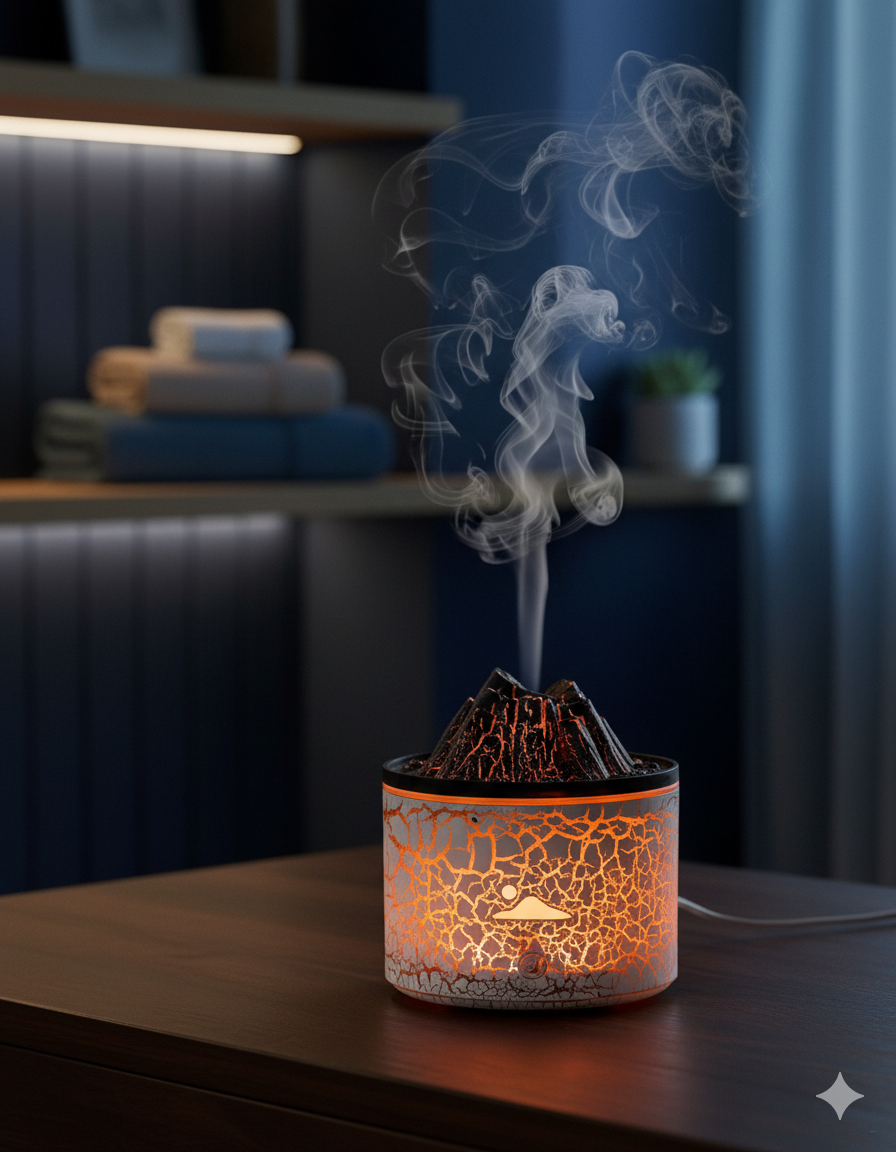 Аромадиффузор, увлажнитель воздуха с эффектом вулкана, ультразвуковой