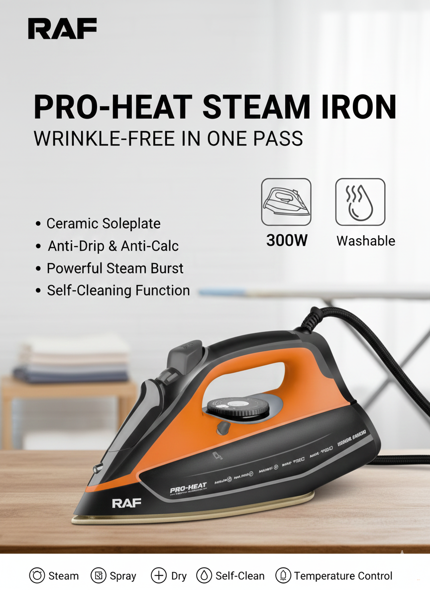 Утюг Raf R.1224G 2400 Вт, чёрно-оранжевый