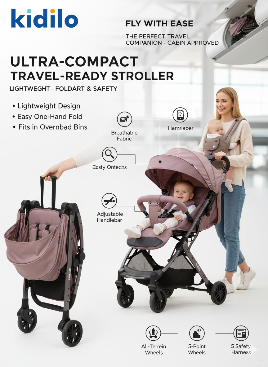 Детская коляска Kidilo K8 Pro, коричневый