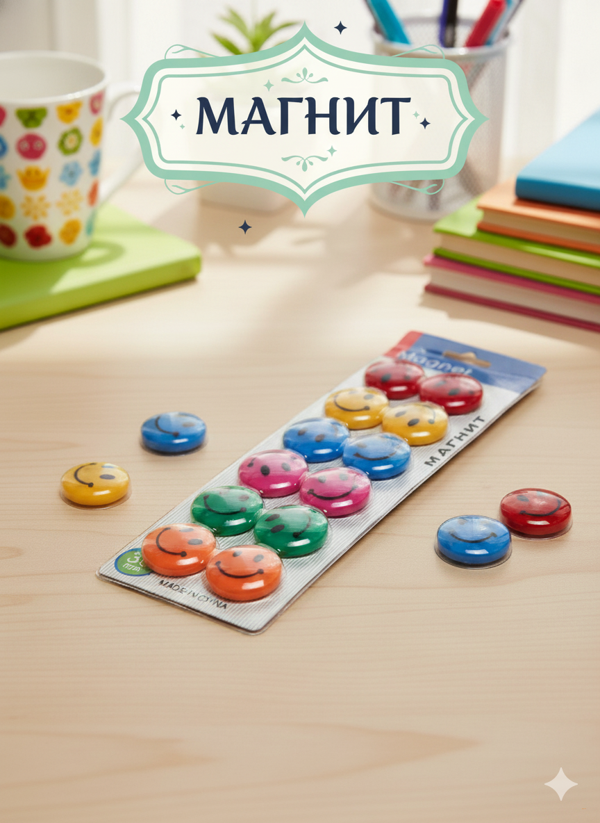 Набор магнитов для досок и холодильников, 10 штук, 5 цветов