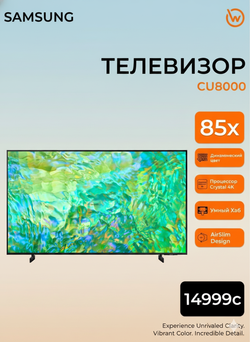 Телевизор Samsung UHD CU8000 (85")