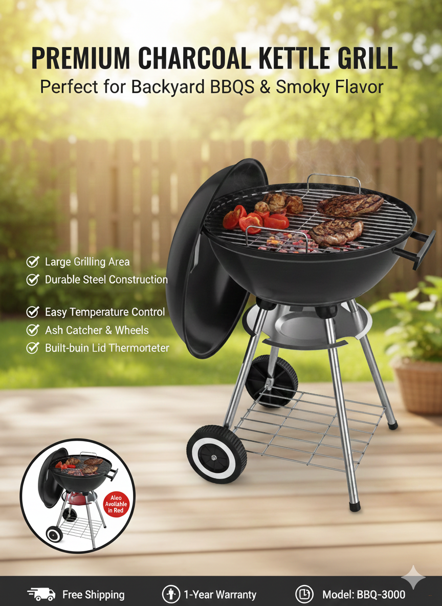 Lorin Blooma Eiger Угольное барбекю 44 см, Барбекю, Легко настраиваемое барбекю, Угольное барбекю с грилем