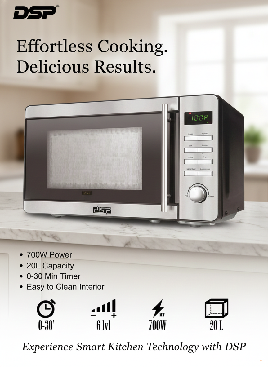 Микроволновая печь 700 ВТ серая DSP KB-6002 20 л СВЧ печь Микроволновка