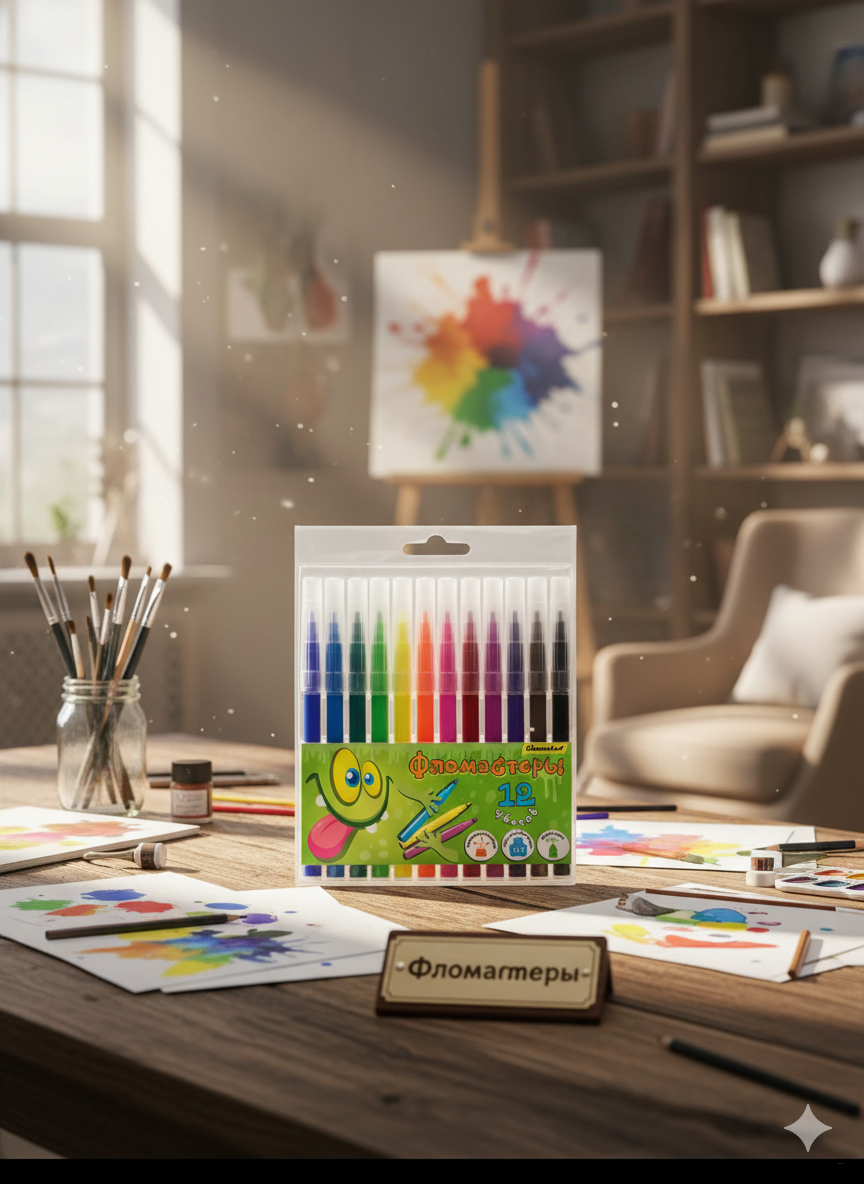 Фломастеры для рисования 12 цв, арт.