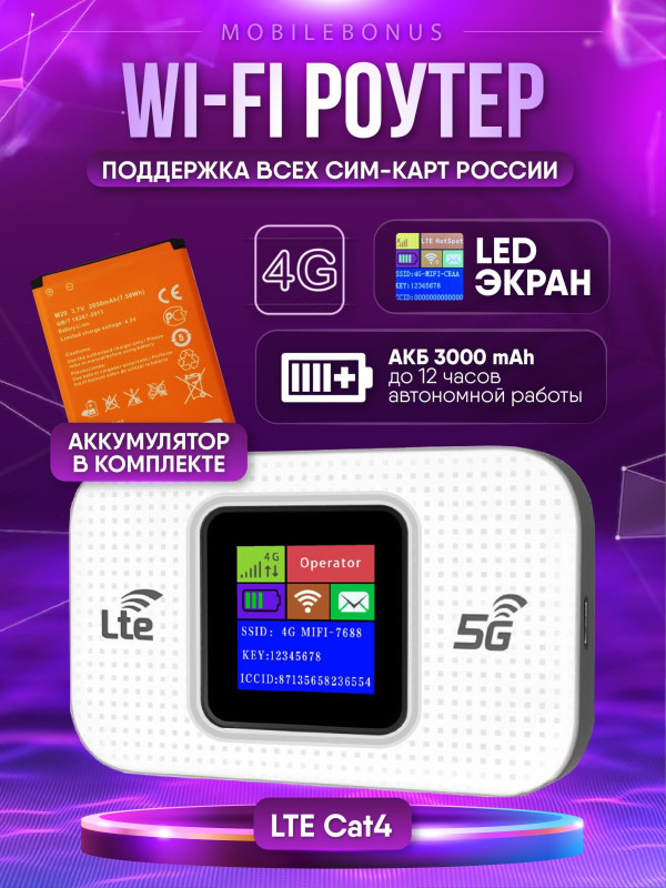 Роутер модем Wi-Fi 4g 5g с сим картой карманный