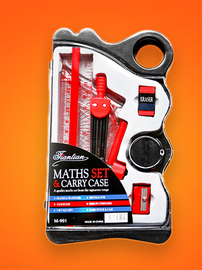 Набор для черчения 6-8 предметов: циркуль, линейки, транспортир карандаш, ластик, точилка