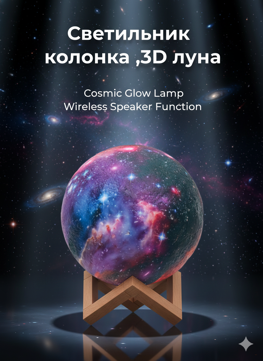 Светильник колонка, 3D "Луна"
