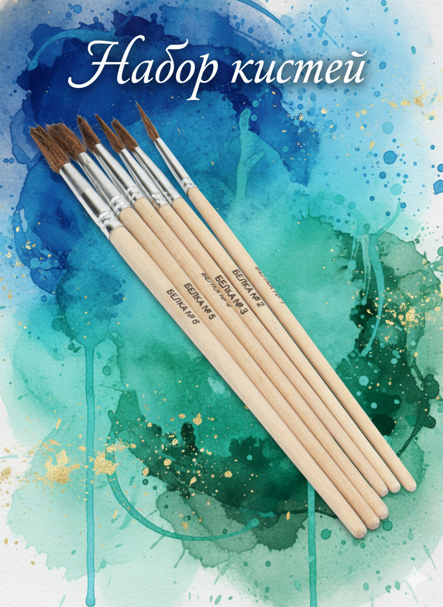 Набор кистей для рисования "Белка", 6 шт
