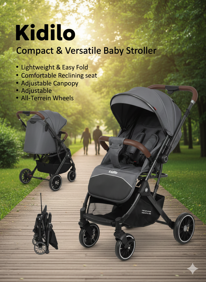 Детская прогулочная коляска Kidilo K535-1, cерый