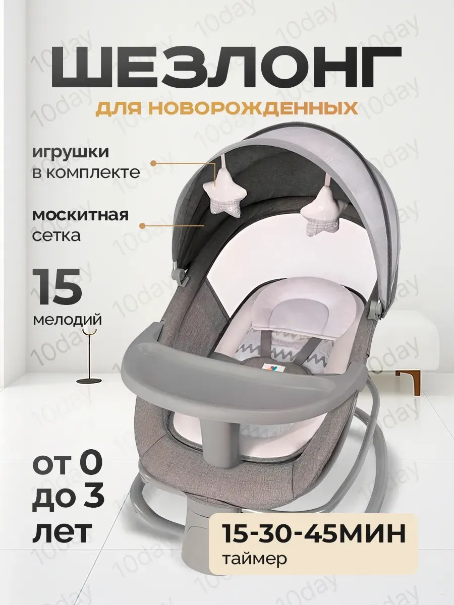 Шезлонг для новорожденных Mastela 4 в 1 Deluxe, серый