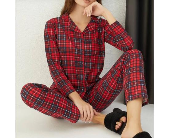 Пижама женская со штанами и рубашкой хлопок