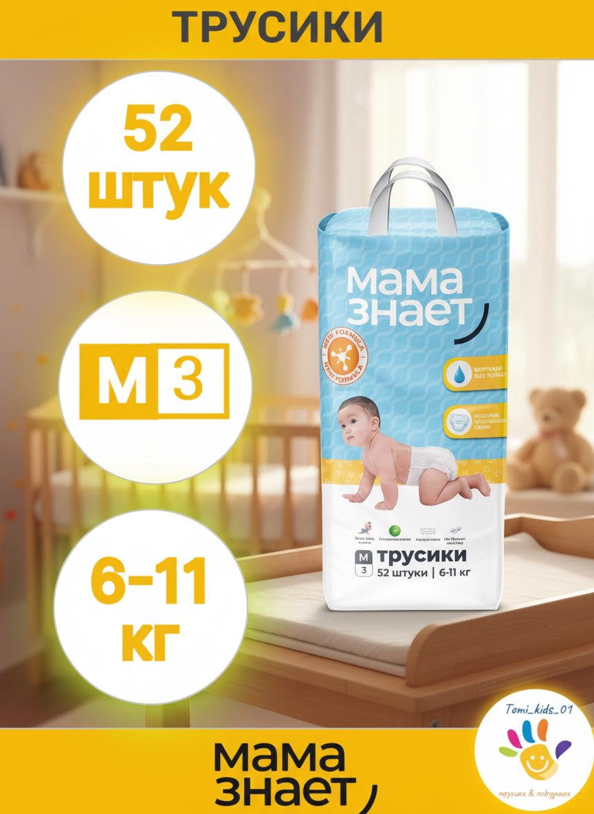 Детские   подгузник трусики "Мама Знает"от 3 до 7