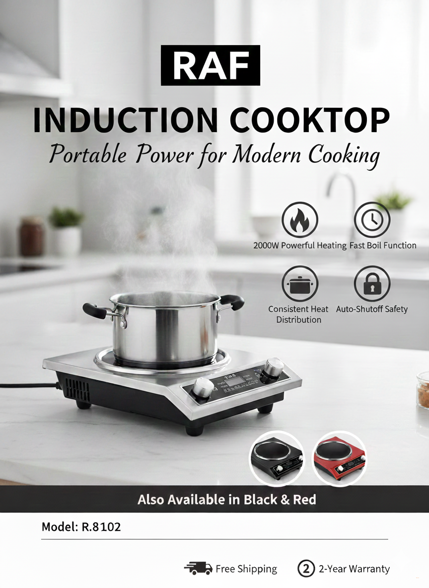 Электрическая настольная кухонная плита RAF R.8102, стальной