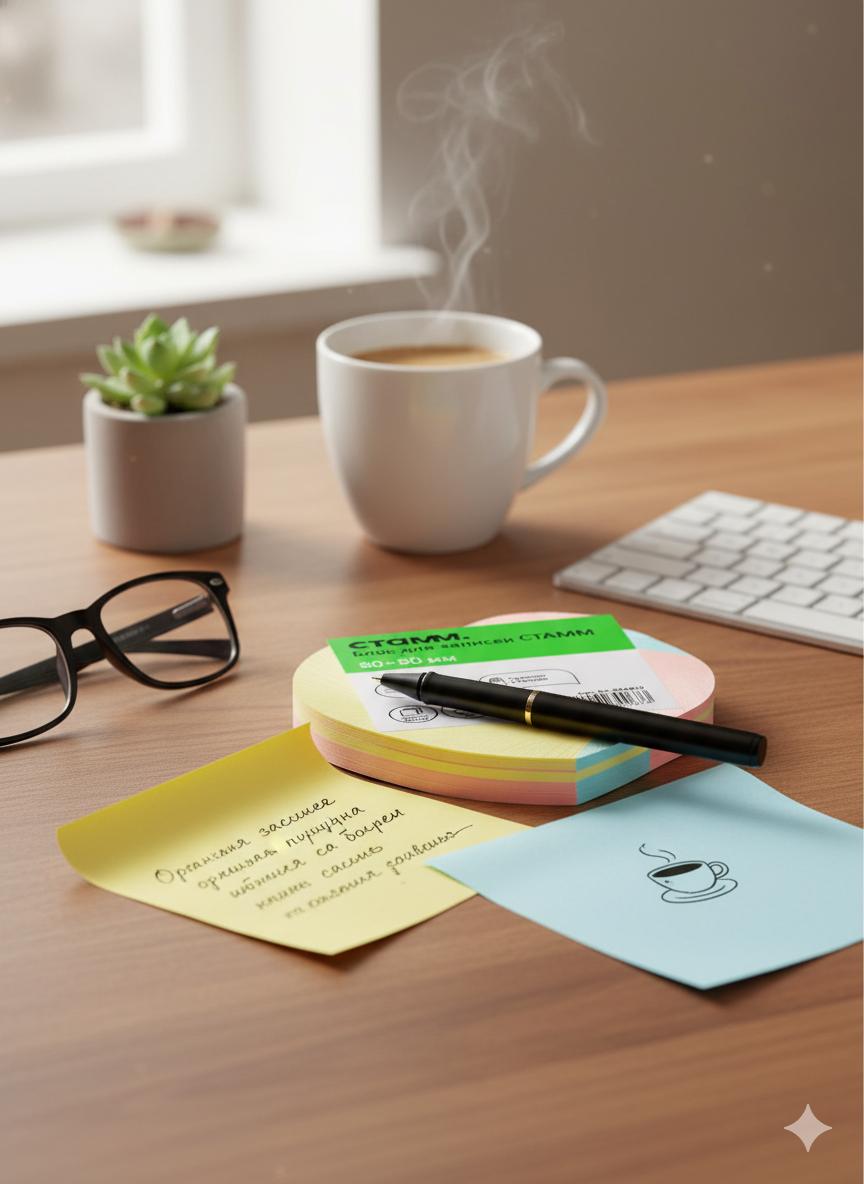 Блок для записей СТАММ Имидж БЗ-884810/БС02, на склейке, цветной, 8 * 8 * 4 см