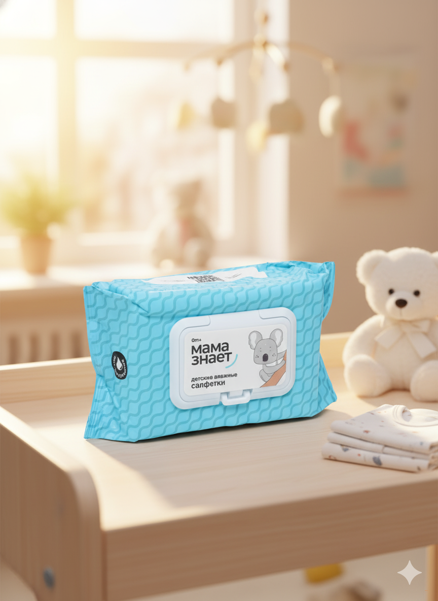 Влажные салфетки "Мама Знает", 80 шт