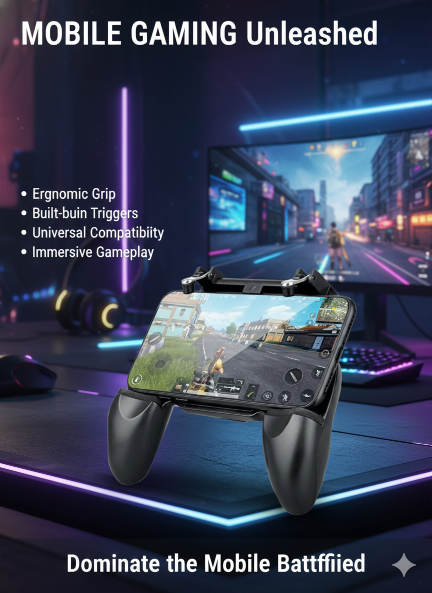 Беспроводной мобильный геймпад джойстик с триггерами для игры в PUBG