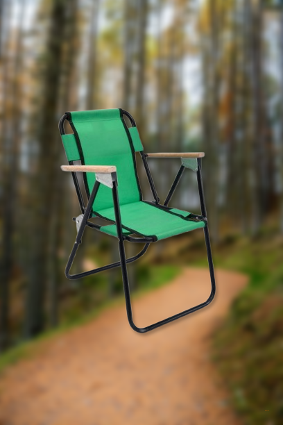 Детский стул для пикника на пляже с деревянными подлокотниками синий