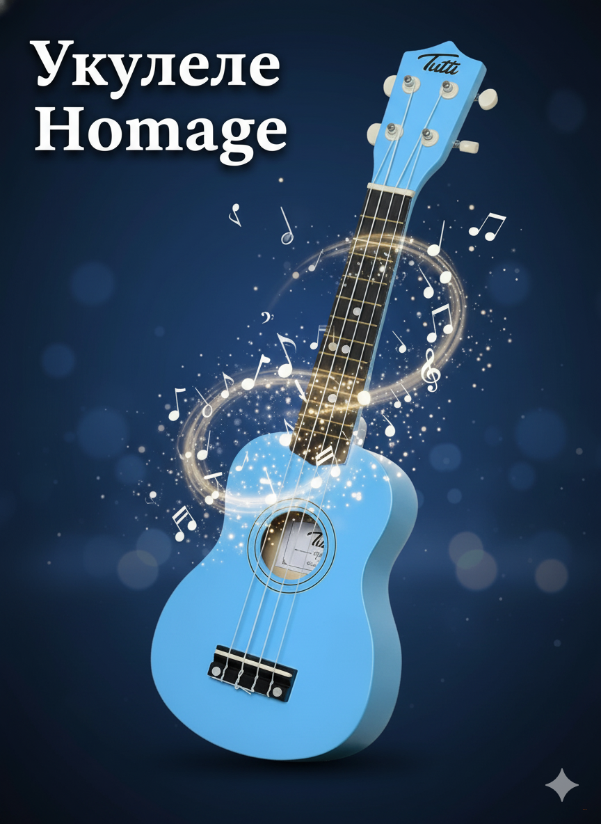 Укулеле сопрано с чехлом, медиатором TUTTI JR-11 LBL голубой