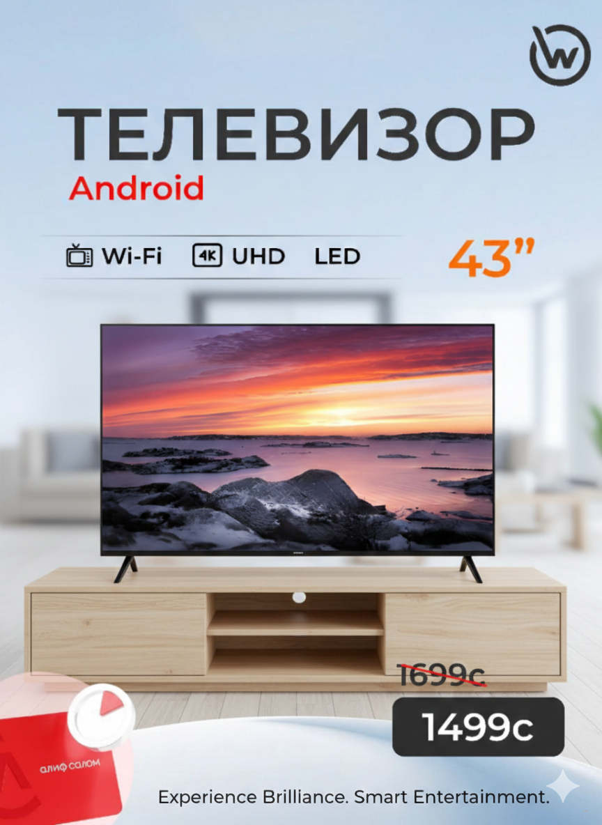 Телевизор 43" Android Smart TV (4K UHD)